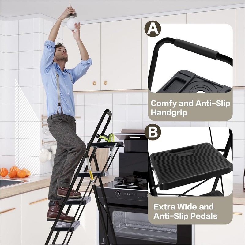 4 Step Folding Ladder with Tool Platform Non-Slip gallery