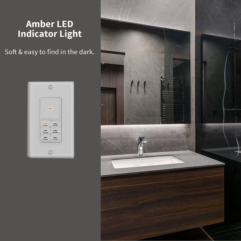 Countdown Timer Switch for Bathroom Fans and Lights 5/10/30/60 min 2/4 Hours ... gallery