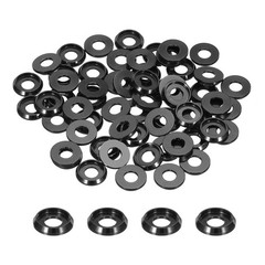 M5 Cone Cup Countersunk Washers,5mm/0.2″ Aluminum for Screw RC,60PCS(Black)