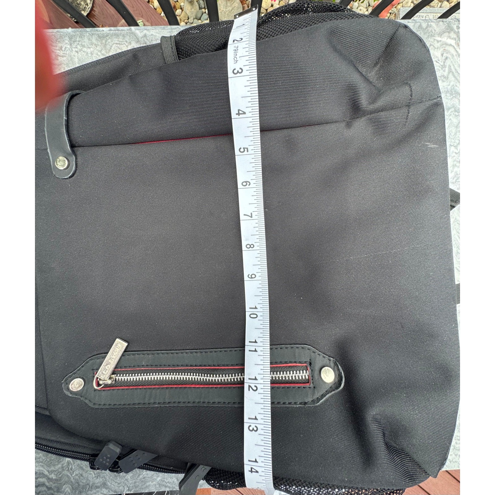Eco Style Zippered Backpack Bag, Black & Red Accents, Thick Padding & Straps 4
