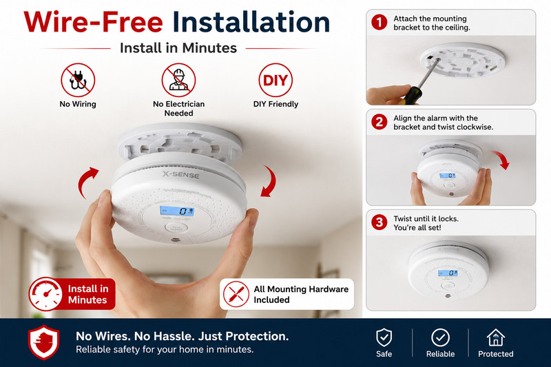 X-Sense SC01-W Wireless Interlinked Combo Smoke & Carbon Monoxide Alarm - 6-Pack gallery