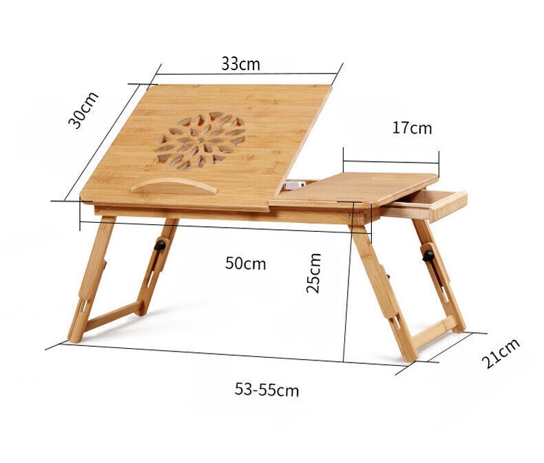 Bamboo Adjustable Laptop Tray Lap Desk Stand Foldable Bed Table w/drawer gallery
