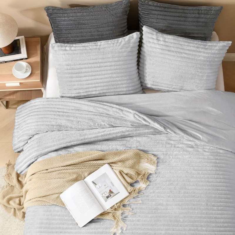 Andency Queen Comforter Set, Fluffy Super Soft Light Grey Comforter for Queen Si gallery
