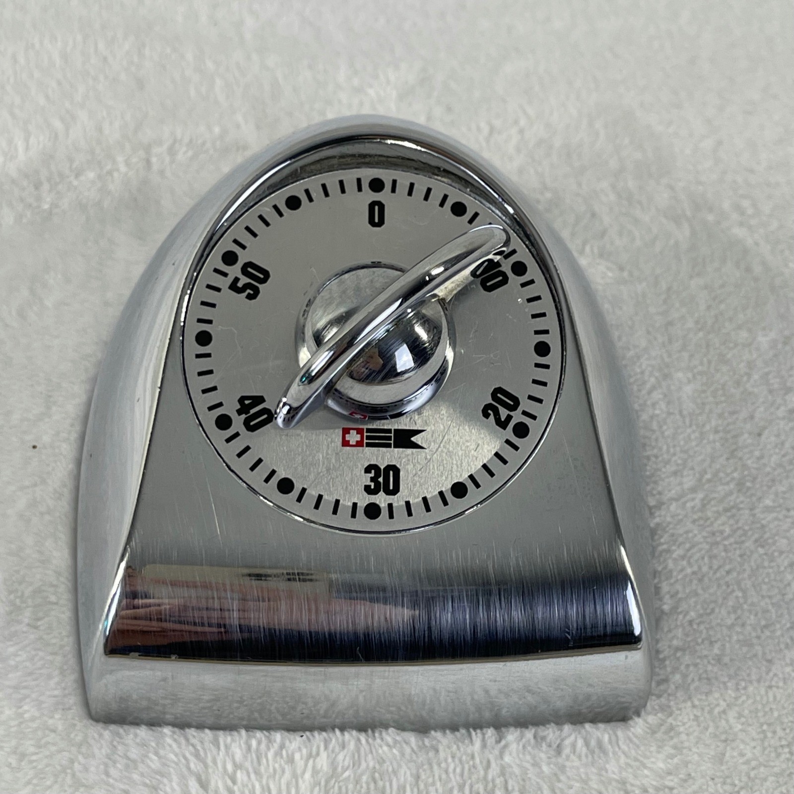 *READ -Vintage Chrome Kitchen Timer 60 Minute Manual Wind Up Silver Retro gallery