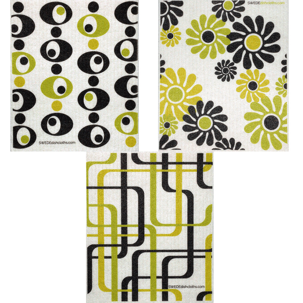 Modern Patterns Set of 3 cloths (One of each design) Swedish Dishcloths gallery