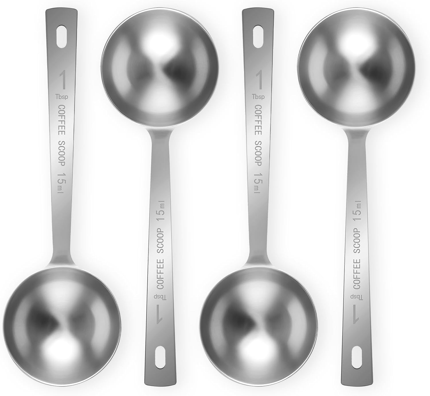 4Pcs Coffee Scoop Spoon 15ml Stainless Steel Long Handle Measuring Spoons 1Tbsp gallery