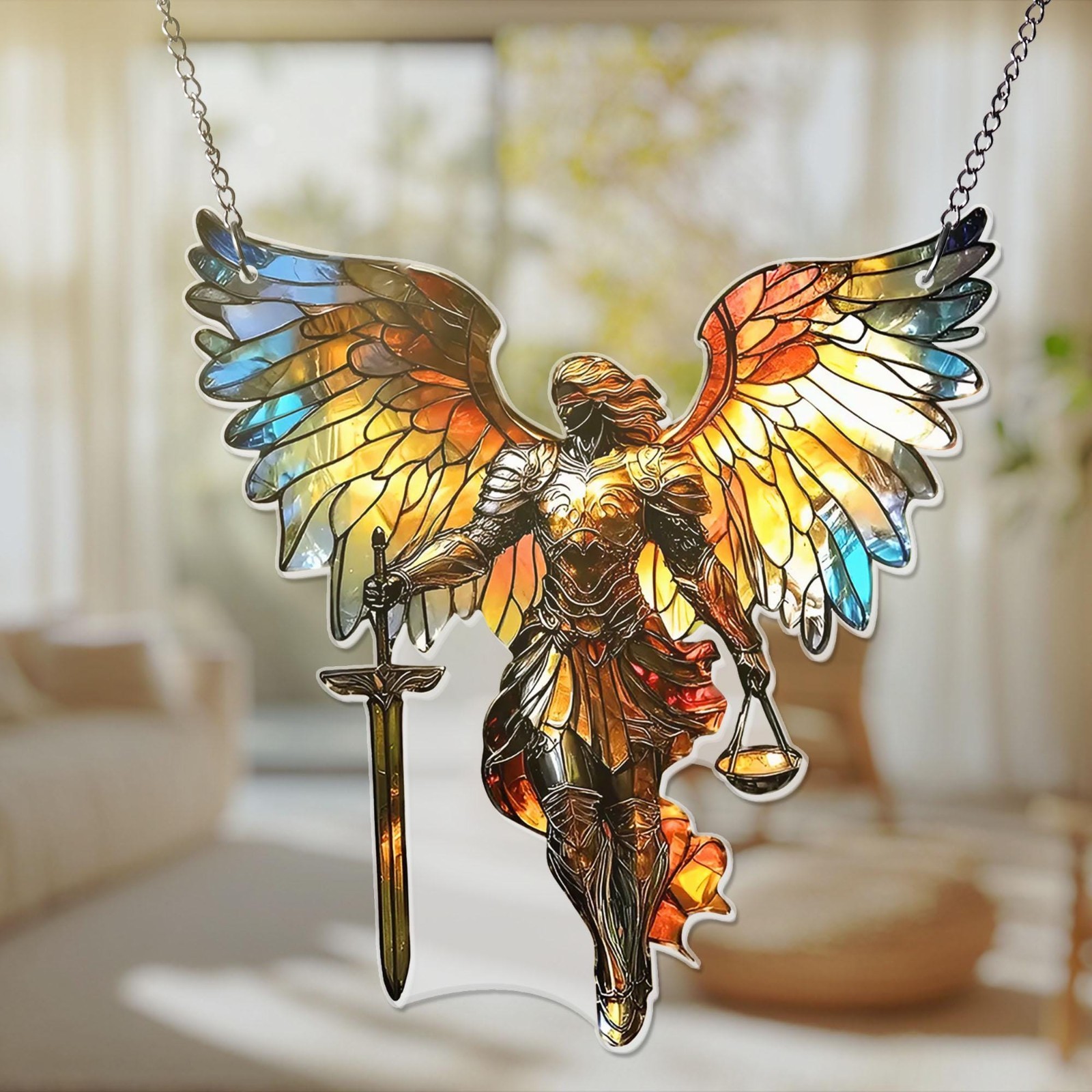 Archangel Michael ACRYLIC Window Hanging Decor Religious Ornament Gift gallery