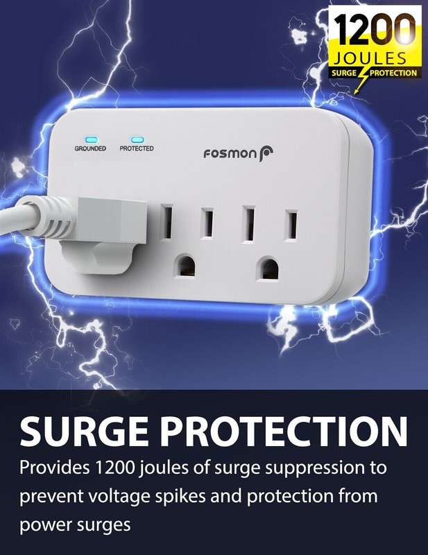 Fosmon 3 Outlet Surge Protector Multi Plug Wall Adapter Tap 1200J [ETL Listed] gallery