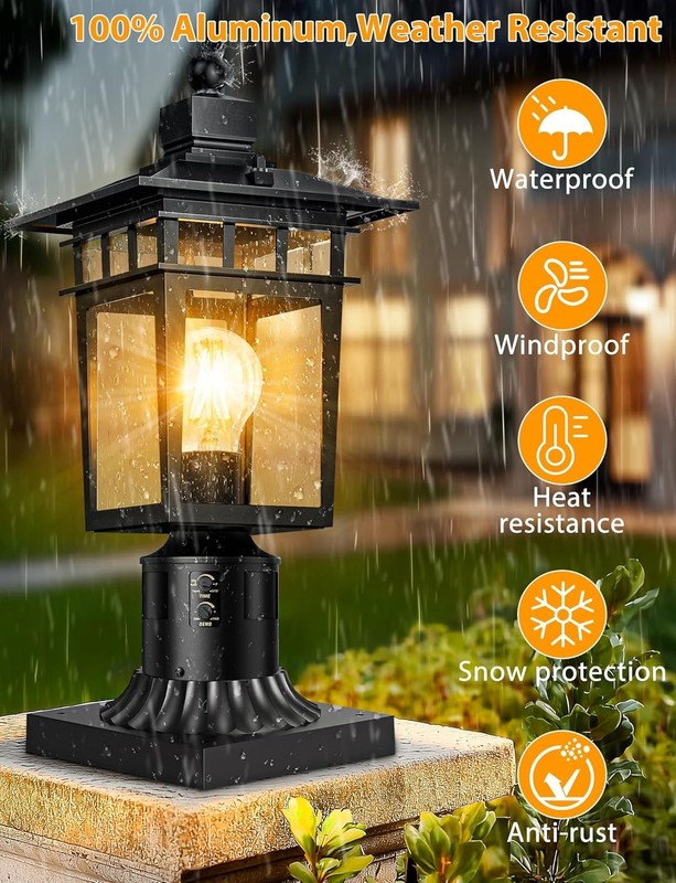 4 Modes LED Post Light with 360° Motion Detection - Perfect for Gardens & Yards gallery