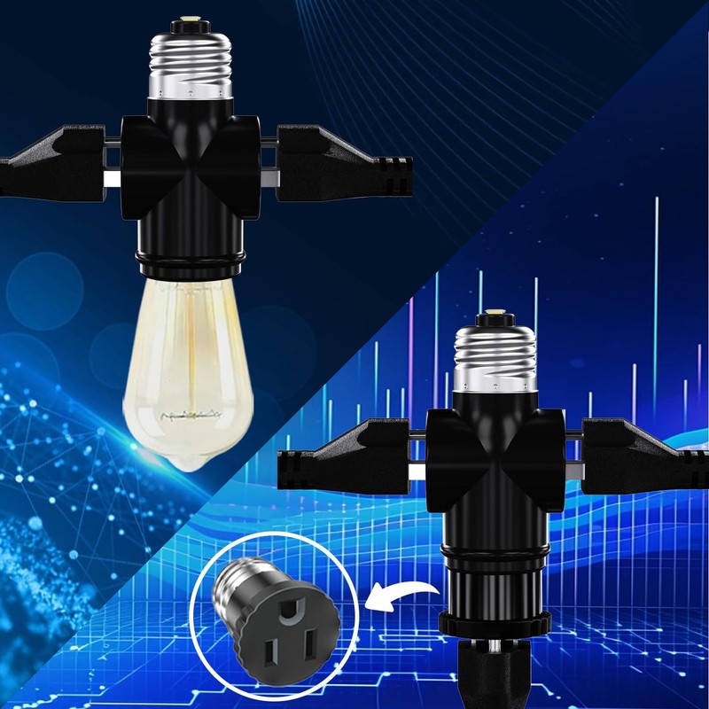 2 Pack Light Socket to Plug Adapter E26 to 3 Prong Outlet Converter for Fixture gallery