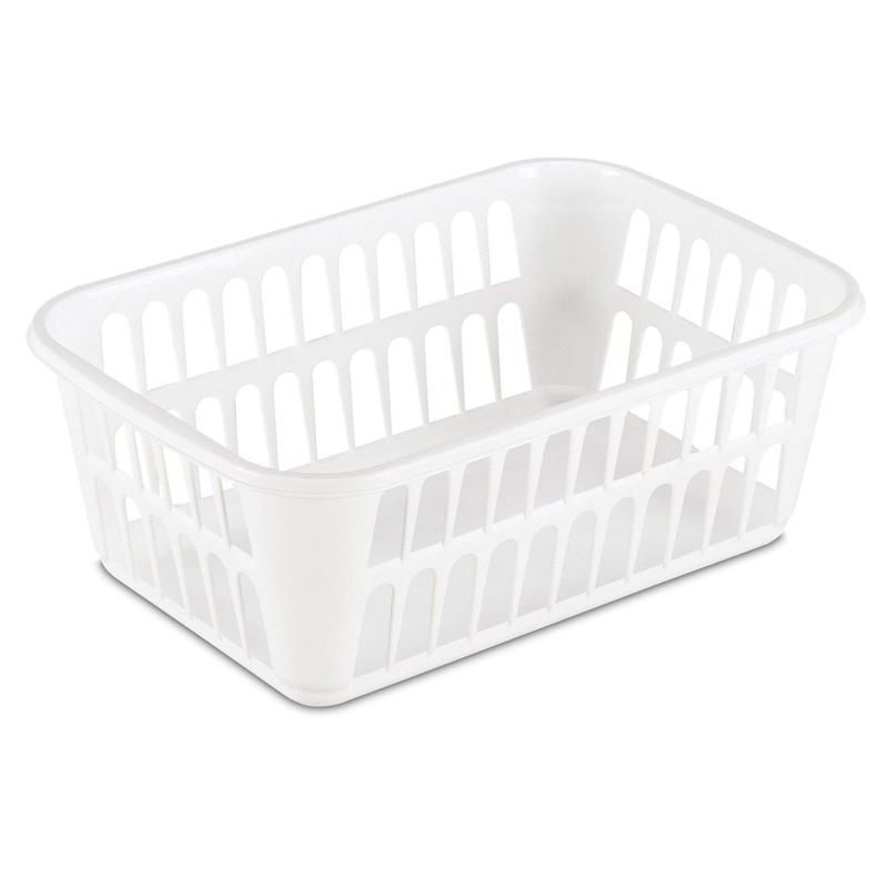 (6 pack) Storage Basket, Versatile Open Plastic Bin, White gallery