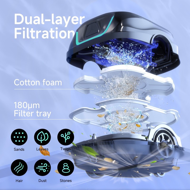 WYBOT A1 Cordless Automatic Pool Cleaner Robot Vacuum, 120Mins, All Pool Shapes gallery
