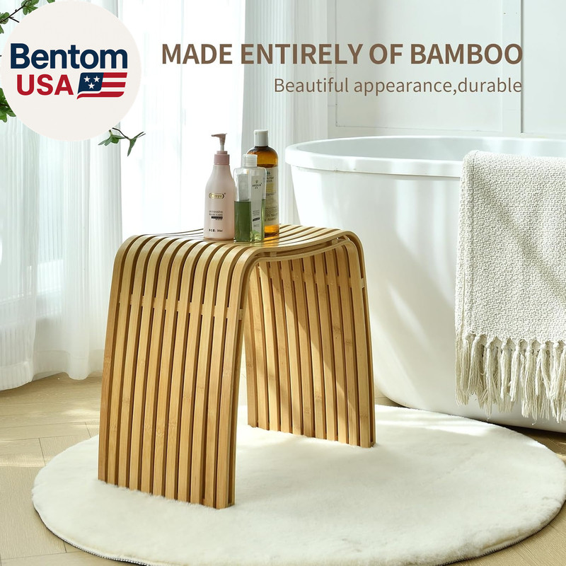Bamboo Bathroom and Dining Stool, Bamboo Bench, Durable and Beautiful Designed f gallery