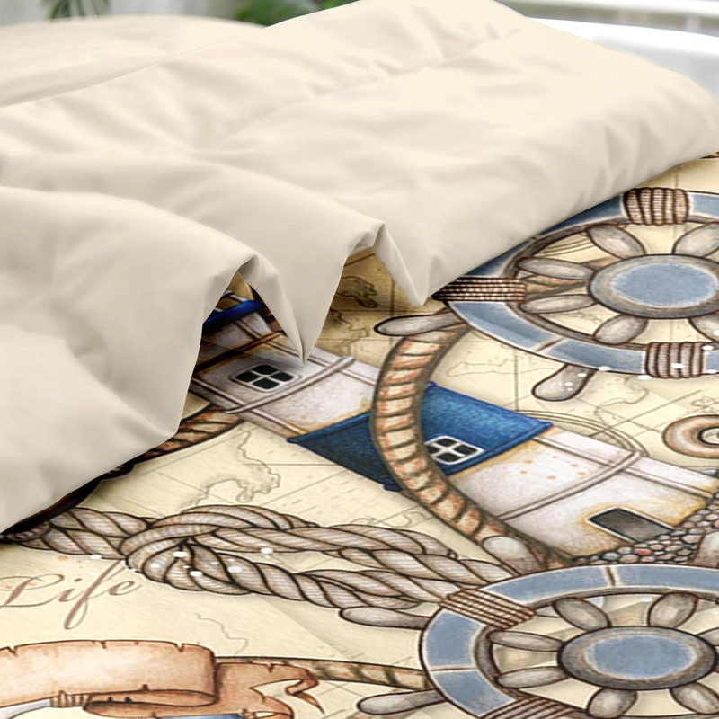 Vintage Nautical Lighthouse Comforter Set, 7 Pcs Queen Bedding for All Ages gallery