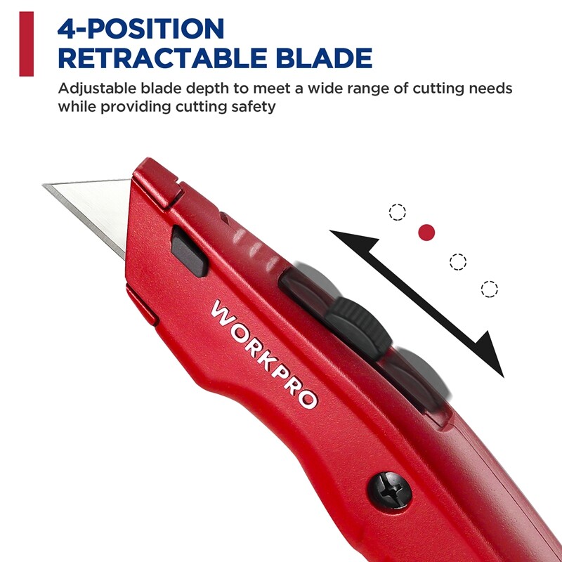 Retractable Premium Utility Knife Metal Heavy Duty Box Cutter w/10 Extra Blades gallery