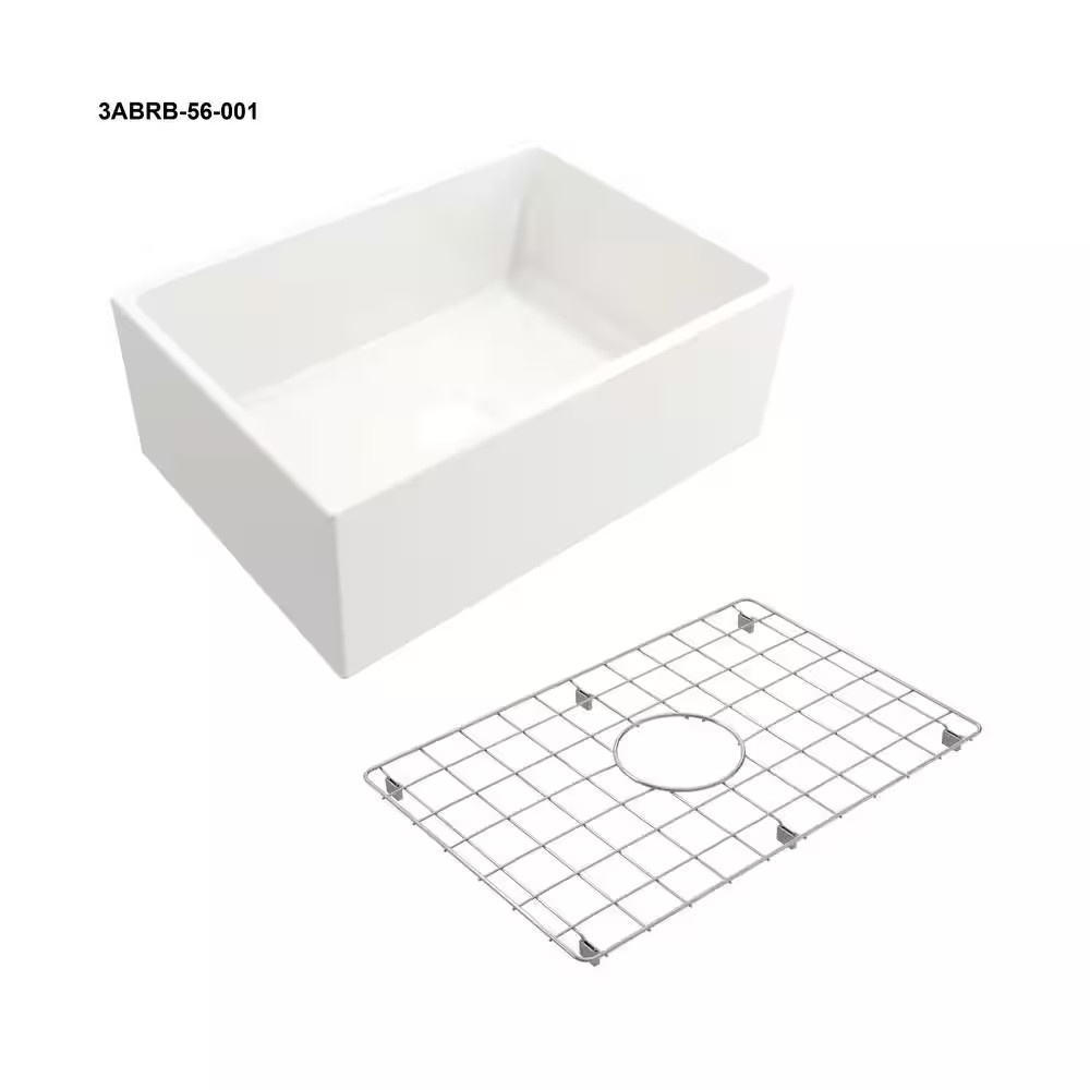 27 In. Farmhouse/Apron-Front Single Bowl White Fireclay Kitchen Sink with Bottom gallery