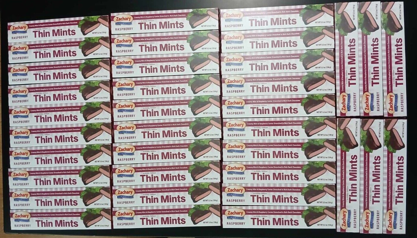FULL CASE 36 BOXES Zachary Thin Mints ~ Raspberry ~ 5.5 OZ ~ SEALED ~ FAST SHIP gallery