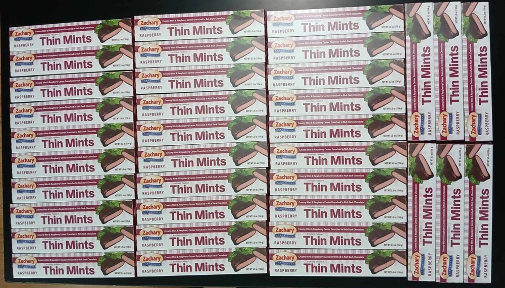 FULL CASE 36 BOXES Zachary Thin Mints ~ Raspberry ~ 5.5 OZ ~ SEALED ~ FAST SHIP