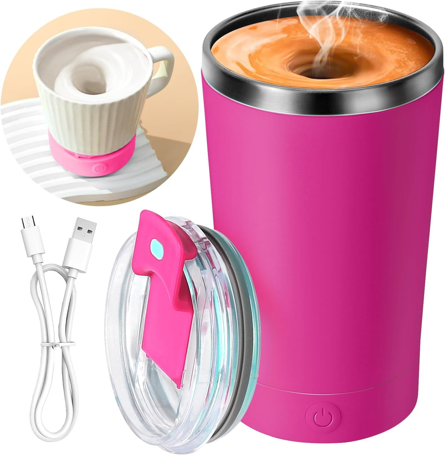 Self Stirring Coffee Mug Rechargeable Magnetic Mixing Cup 400ml USB Auto Stirrer gallery