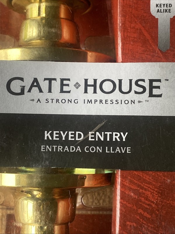 GateHouse Keyed Entry #0399130 Polished Brass Finish Door Knob New Sealed gallery