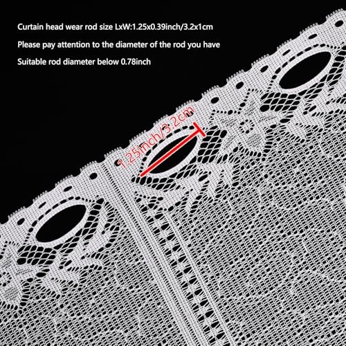 White Short Lace Cafe Valance,Beautiful 63"W x 24"L (Pack of 1) Upperjhm-05 gallery