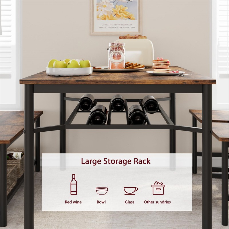 💯💹Kitchen Table and 2 Chairs with Storage Bench Dining Table Set for 4 Dining gallery