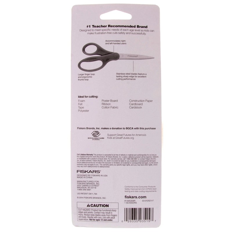 (2-Pack) Fiskars 8" Graduate Scissors Teen & Adult Sized Black & Black Colors gallery
