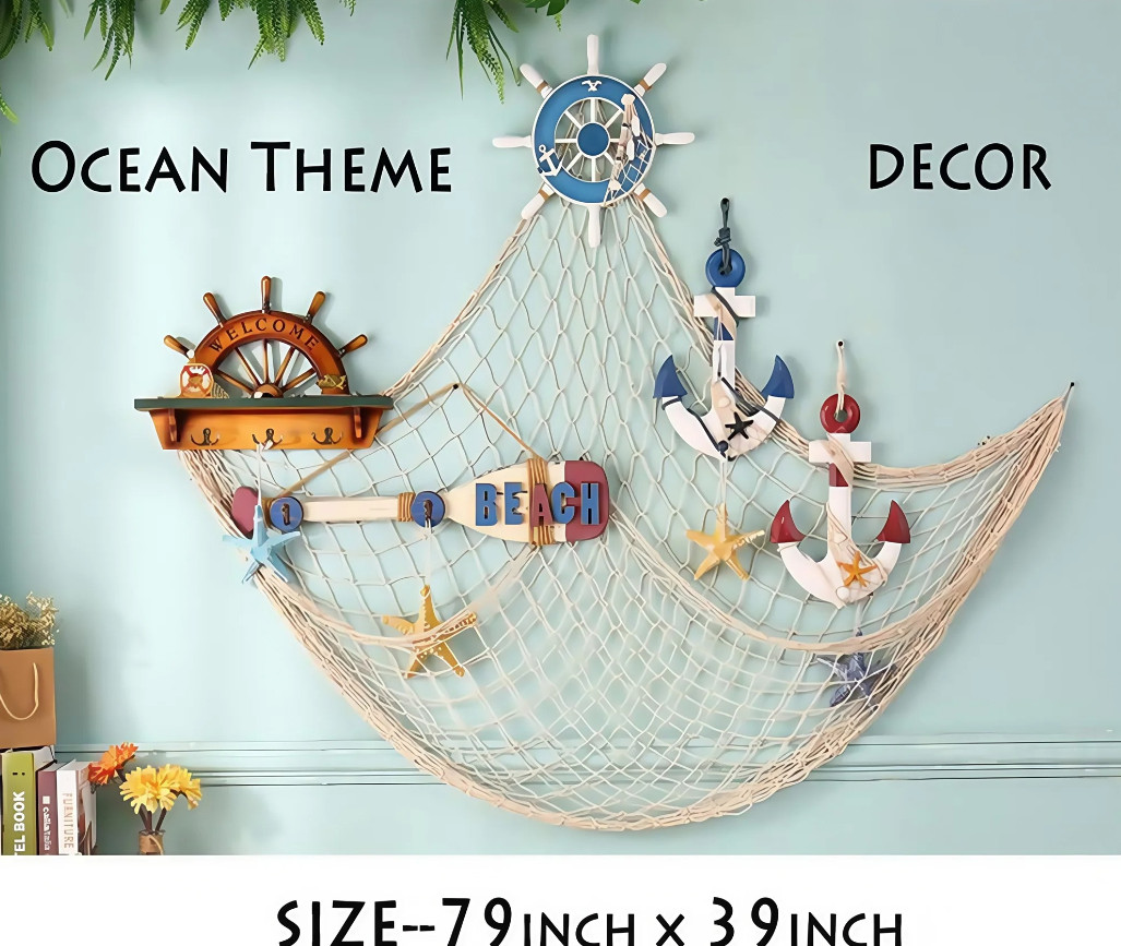 1pc Beach Theme Fish Net Party Decoration 39x79in Home Bedroom Decor - NEW gallery