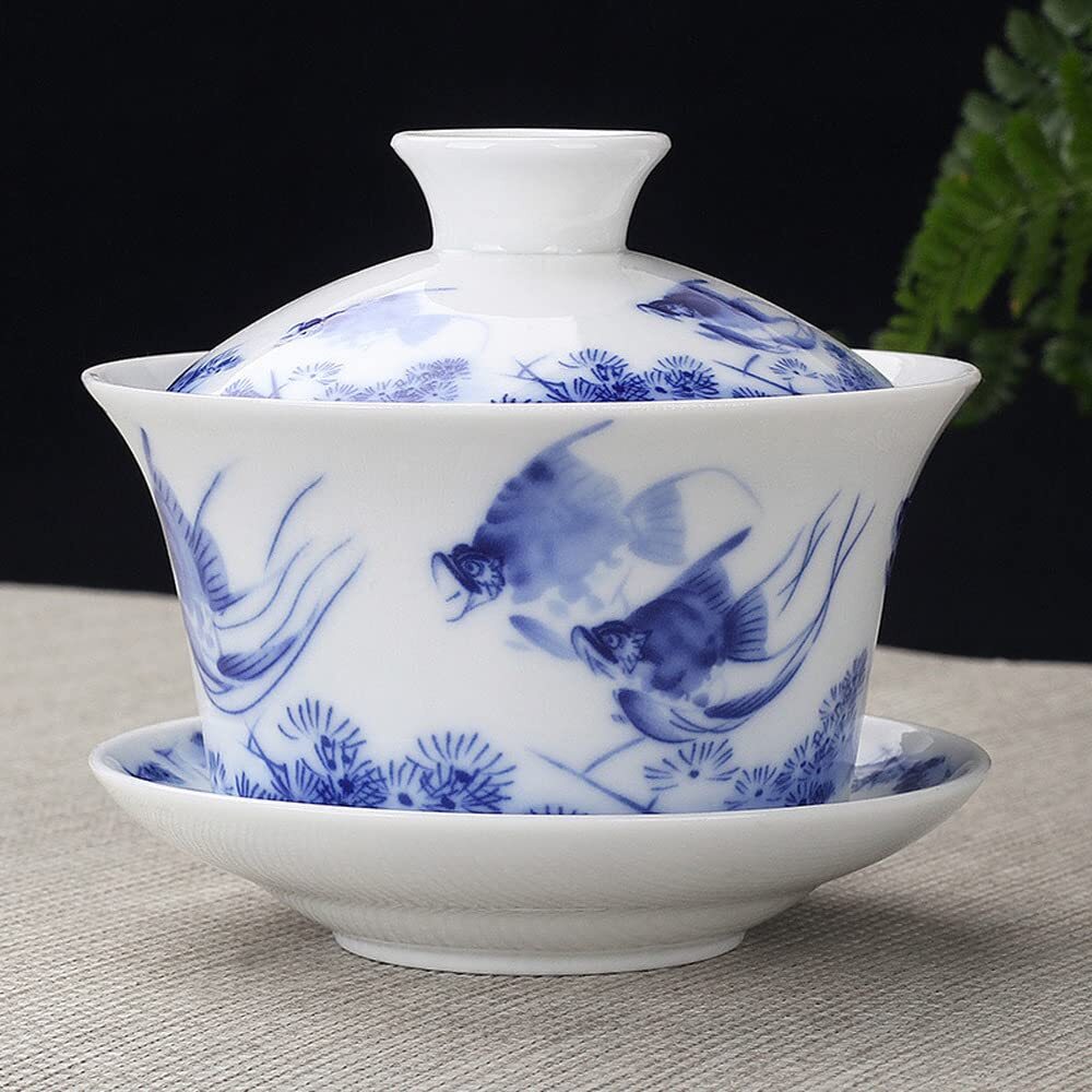 280ml Household Teacup Bowl Tea Set Blue Porcelain Gaiwan Kung Fu Tea Set Tureen gallery