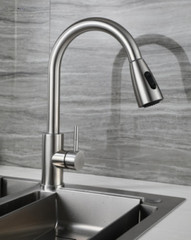 KITCHEN FAUCET SWIVEL DECK MOUNT SINGLE HOLE TAP BRUSHED STAINLESS STEEL BAR NEW