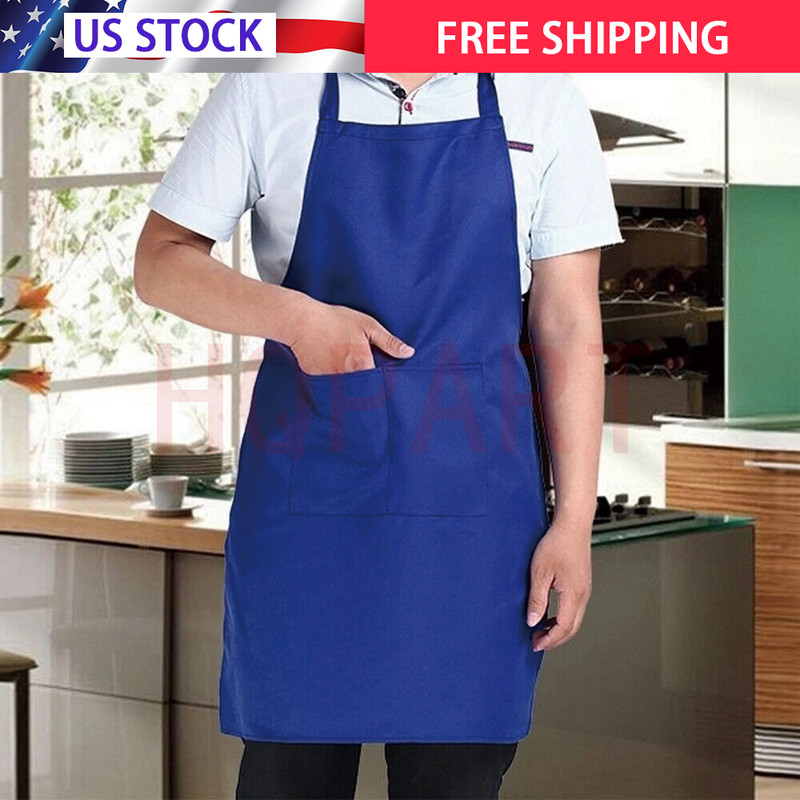 2 Pockets Kitchen Chef Bib Apron Cooking Waterproof Butcher Catering Restaurant gallery