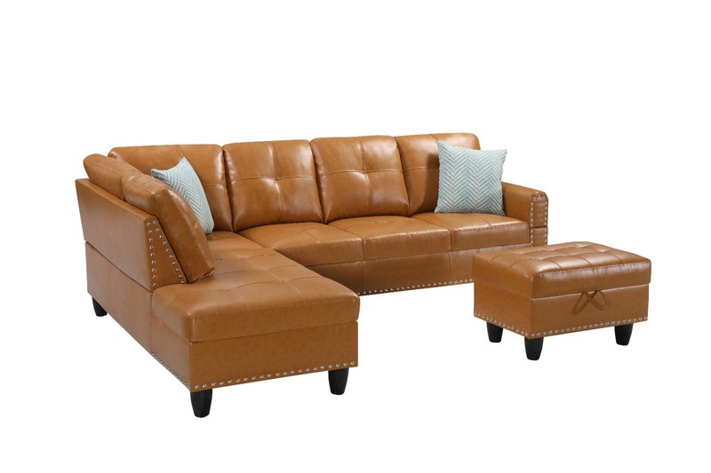 98" Wide L-Shaped Sectional Sofa Set Chaise Living Room Couch Storage Ottoman gallery
