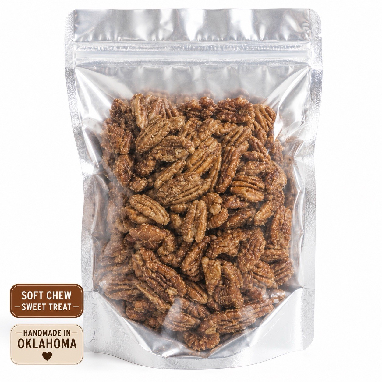 Cinnamon Sugar Candied Pecans Soft Chew Handmade Sweet Snack 8 oz or 16 oz gallery
