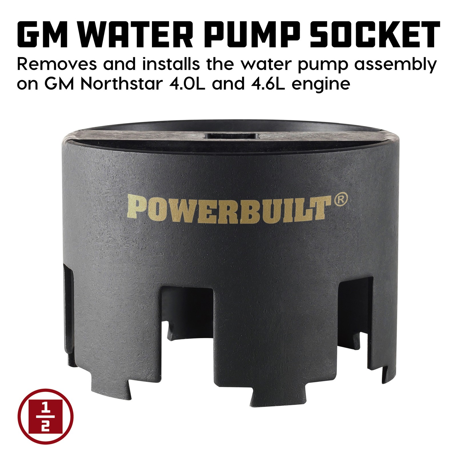 Powerbuilt 1/2 in. Drive GM Water Pump Removal and Installation Socket - 648203M gallery