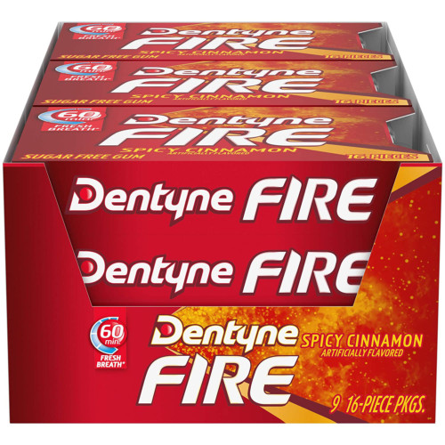 Dentyne Fire Spicy Cinnamon 16 Piece of 9 Pack Total 144 Pieces Sugar Free Gums gallery