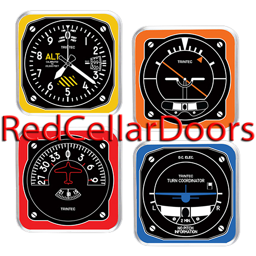 New TRINTEC Retro Color Coaster Set 4 Square Aircraft Instrument Coasters gallery