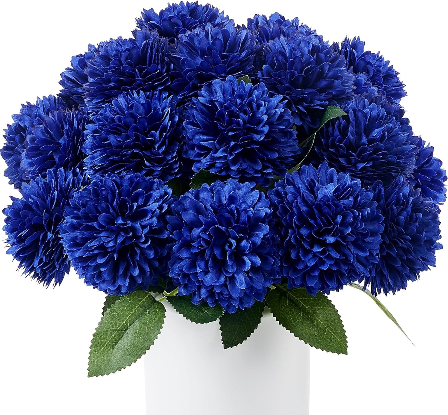 12 PCS Blue Artificial Chrysanthemums Ball Flowers Silk Fake Mums Decor gallery