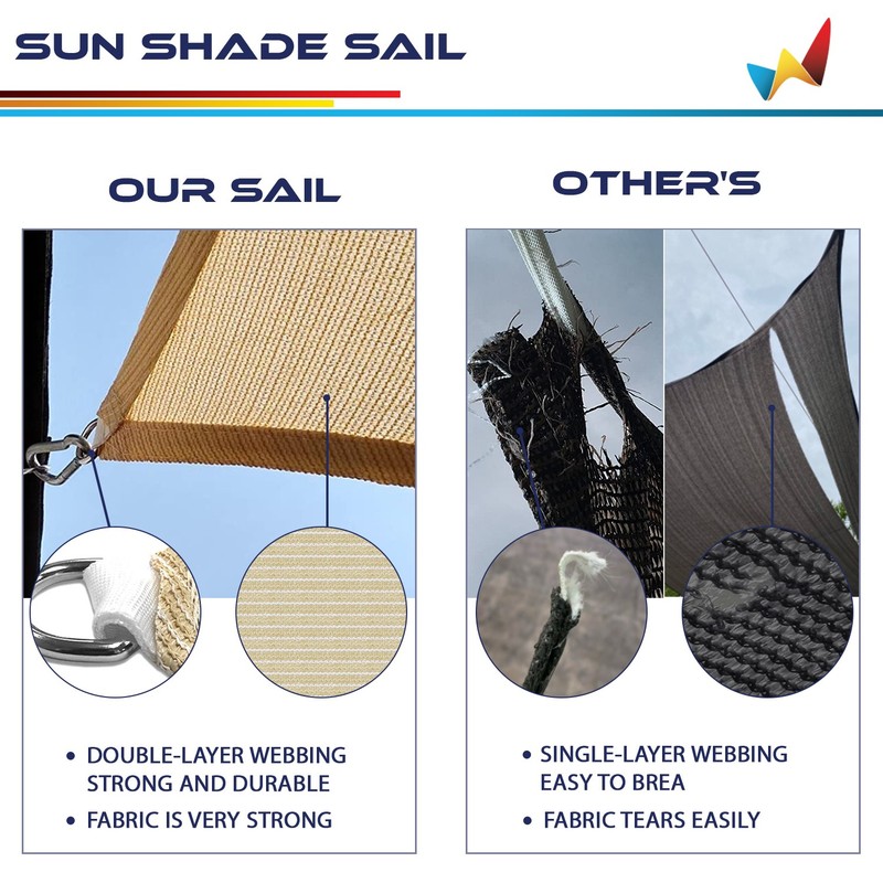 Custom Size Beige Right Triangle Sun Shade Sail Outdoor Canopy Awning Patio Pool gallery
