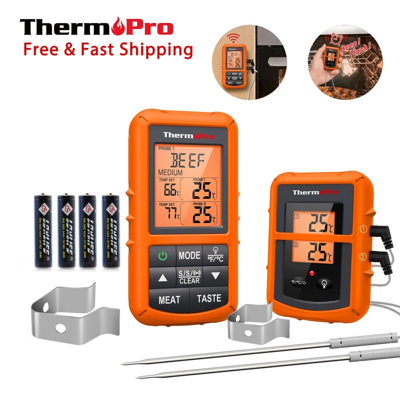 ThermoPro Wireless Meat Thermometer Dual Probe Digital Thermometer for BBQ Grill gallery