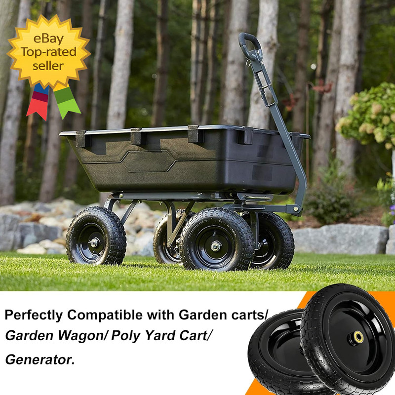 13" Flat Free Wheels Replacement for GOR Garden Cart Tires 4.00 6 Solid Tires gallery