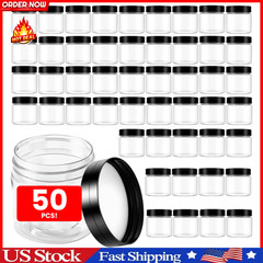 50 Pack 4 oz Clear Plastic Jars with Lids – Small/Mini Containers for Slime, …