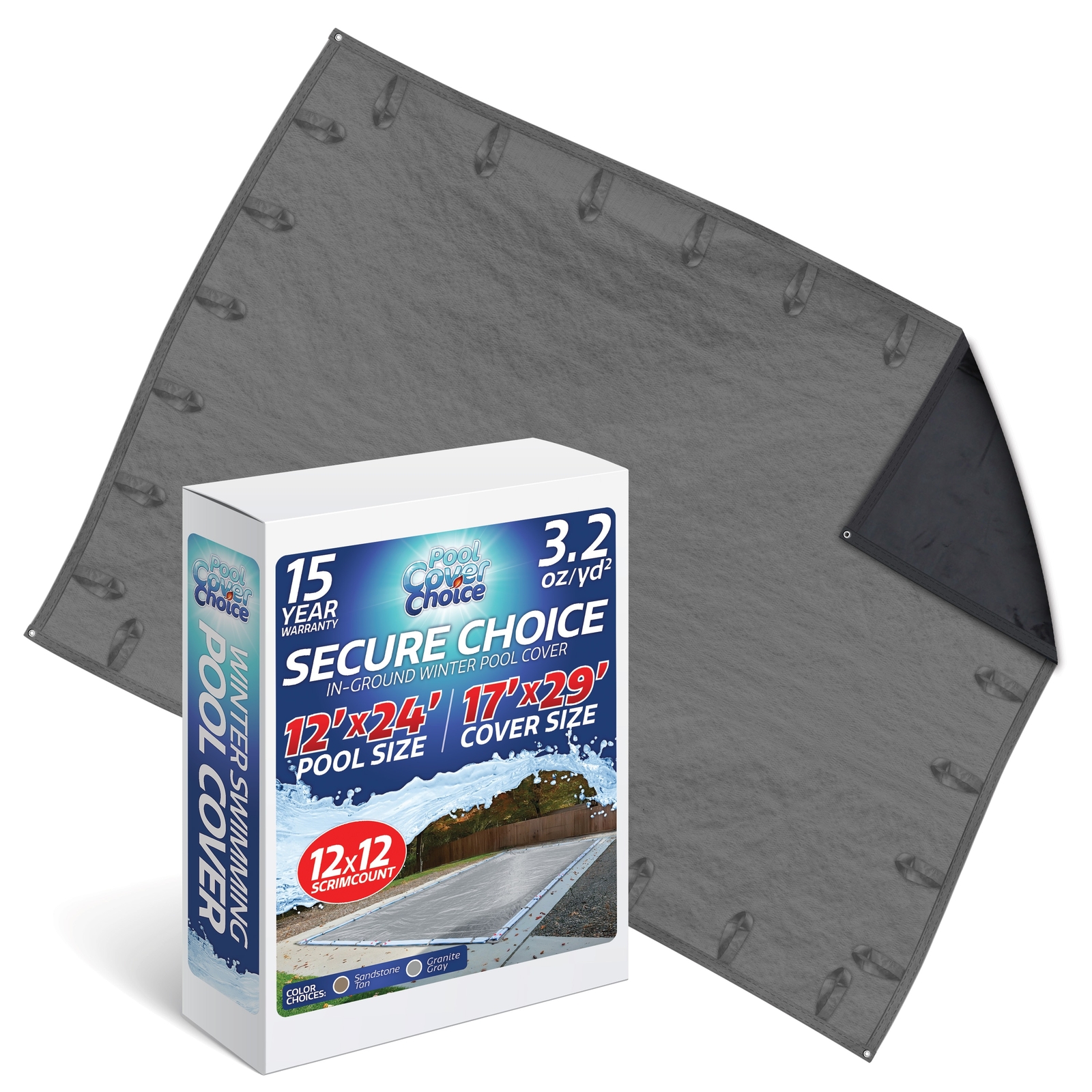 PoolCoverChoice Winter Swimming Pool Cover for 12 ft x 24 ft Rectangular Pool gallery