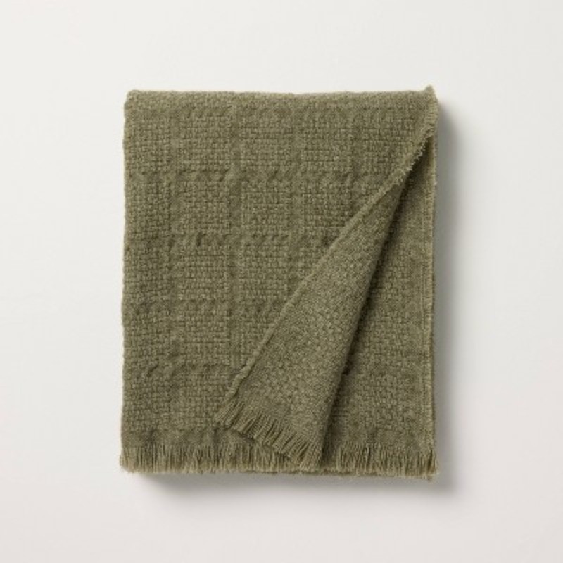 Woven Grid Throw Blanket Green gallery