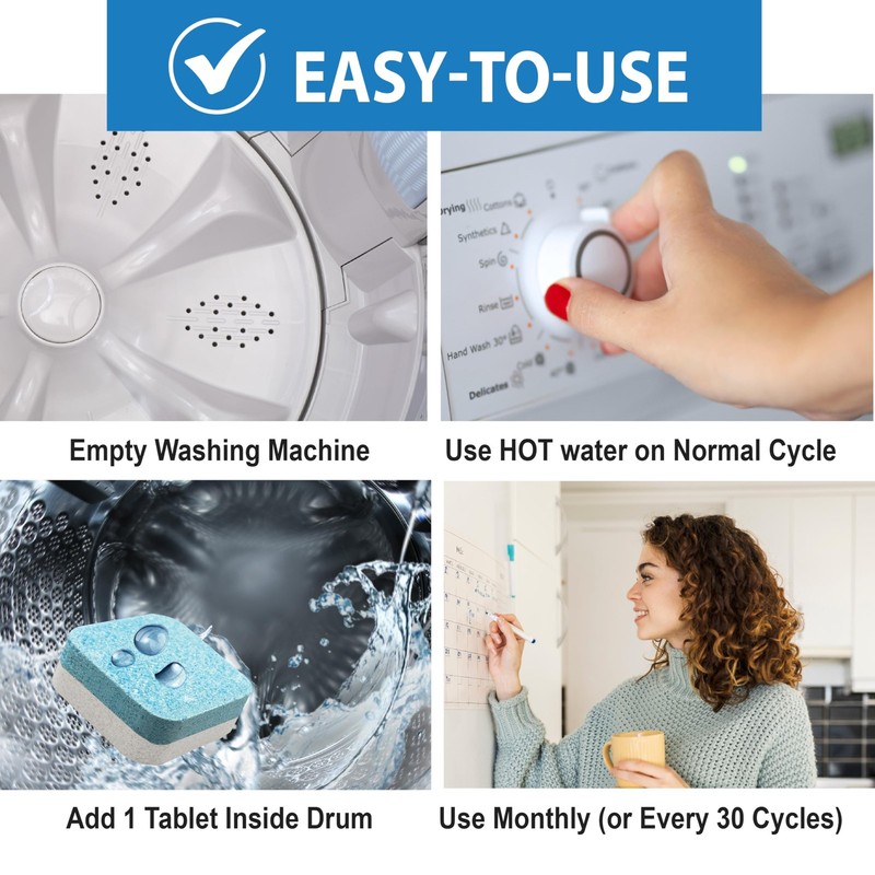 Washing Machine Cleaner Tablets, 12 Pack, Enzyme Formula, 1-Year Supply, Unsc... gallery