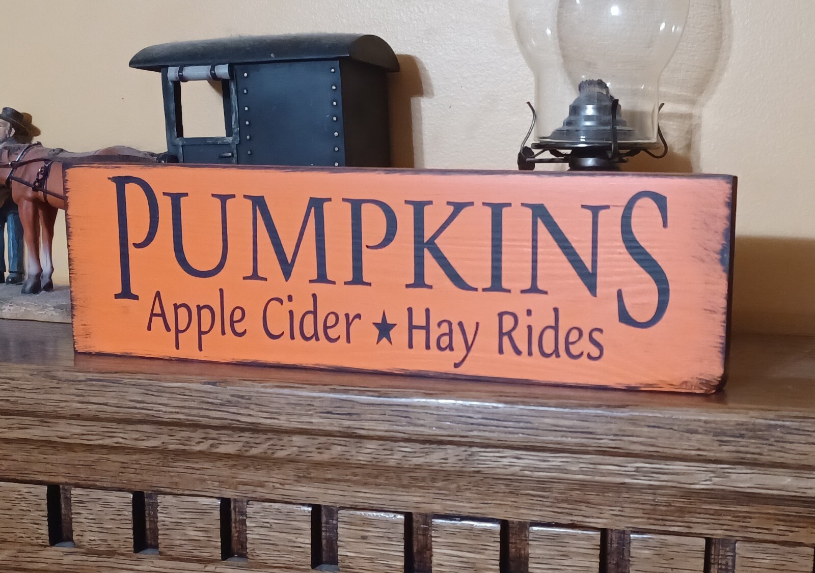 Pumpkins Fall Harvest Hay Rides Apple Cider Rustic Primitive Sign Décor 12 in gallery