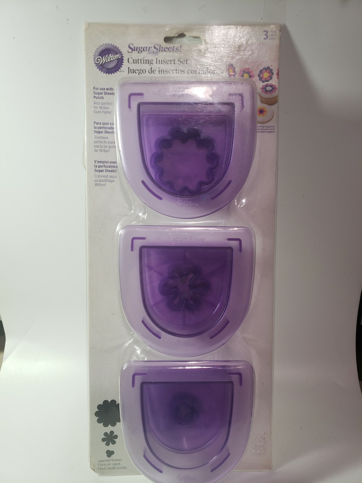 Wilton 3Pc Layered Flowers Cutting Insert Set Sugar Sheets Fondant gallery