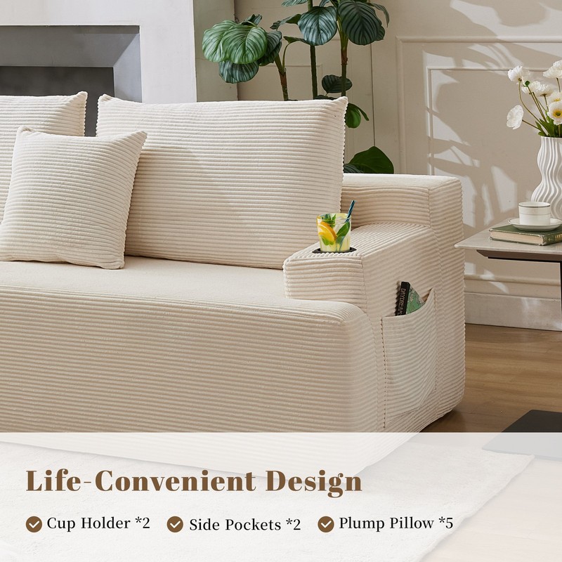L Shaped Couch Reversible Sectional Fabric Sofa Set Convertible Sofa Living Room gallery