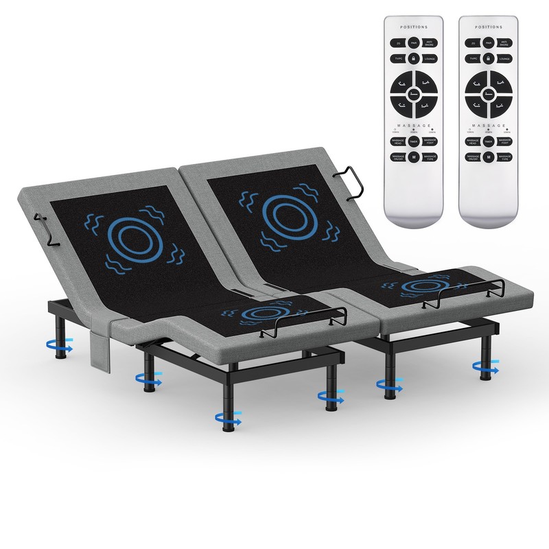 Electric Adjustable Bed Frame Base With Massage Remote TXL Queen Split King gallery