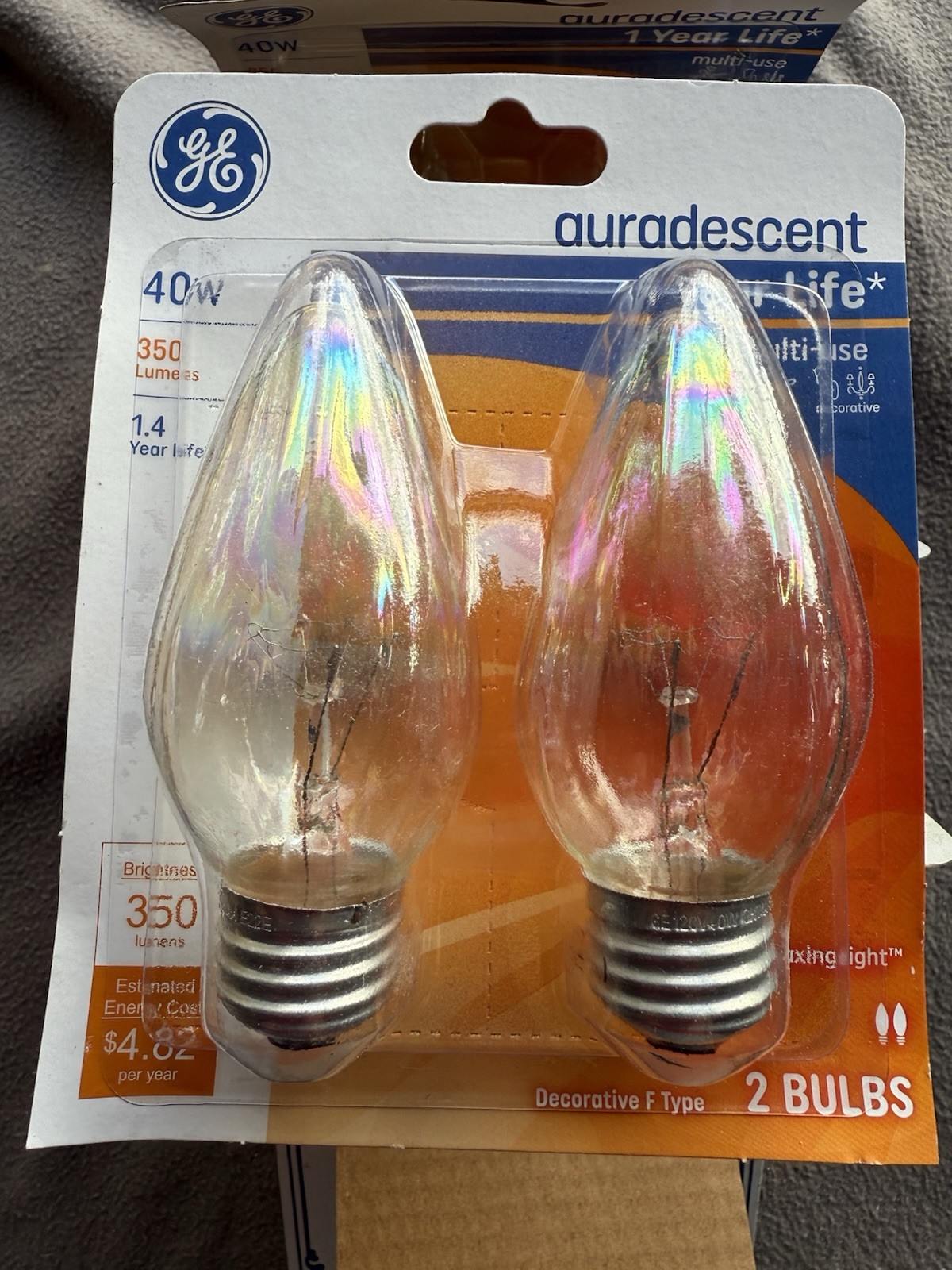 12 - GE 40 Watt Auradescent Multi-Use Bulbs Flame (F15) 75343 gallery