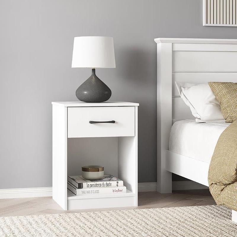 Ardent Nightstand Bedside Table with 1 Drawer End Side Table Bedroom White gallery